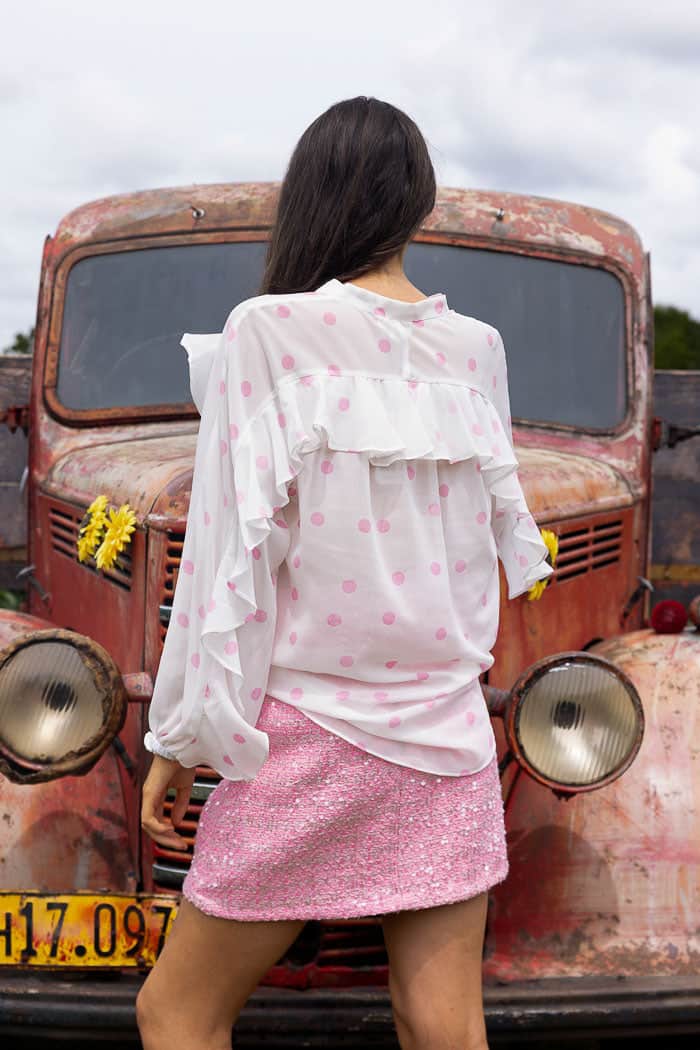 Quinn Blouse Pink Dot White 5