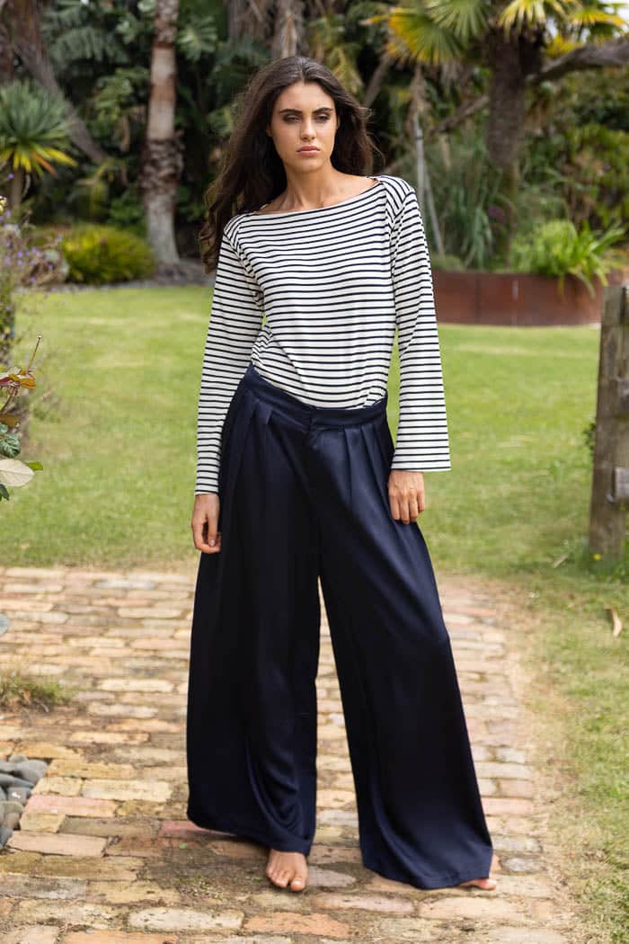 navy satin pant