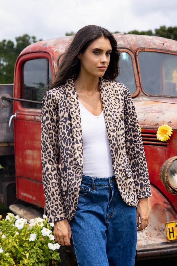 leopard suede blazer