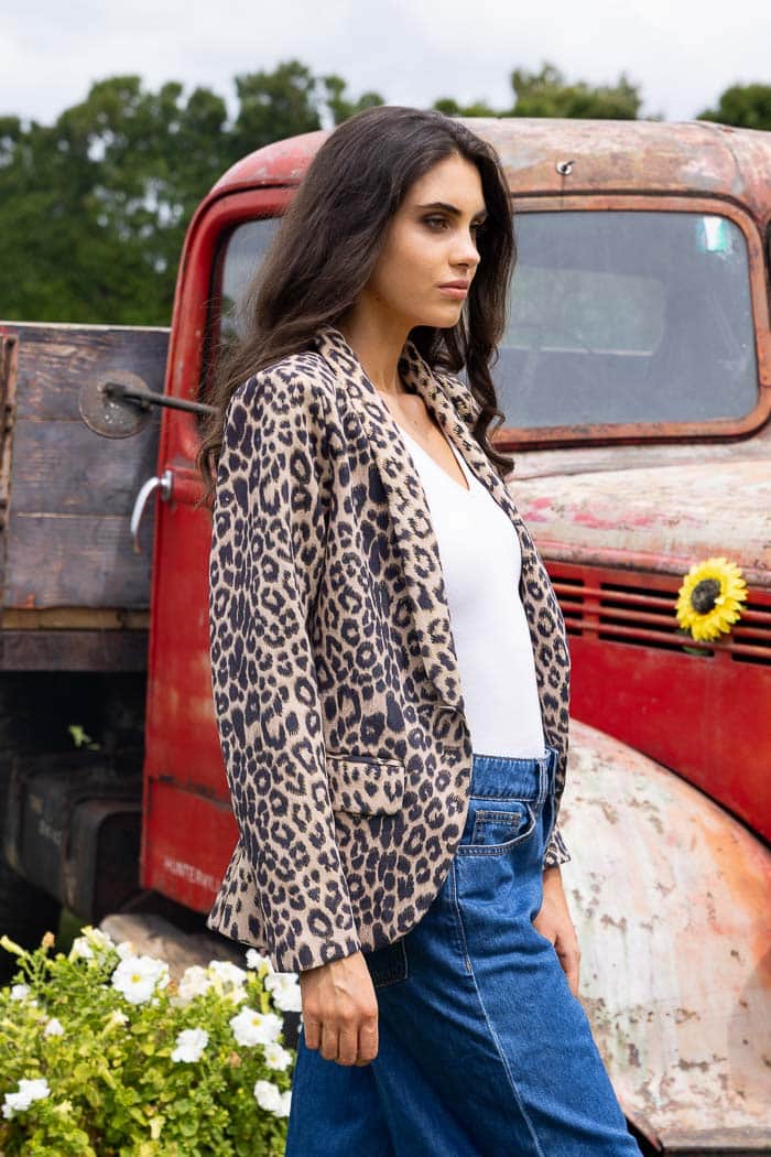 Lucy Blazer Suede Leopard Beige 3