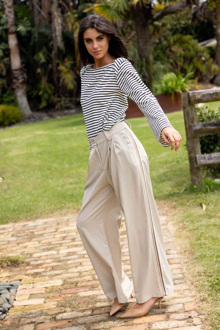 Taryn Pant Stripe Beige 2