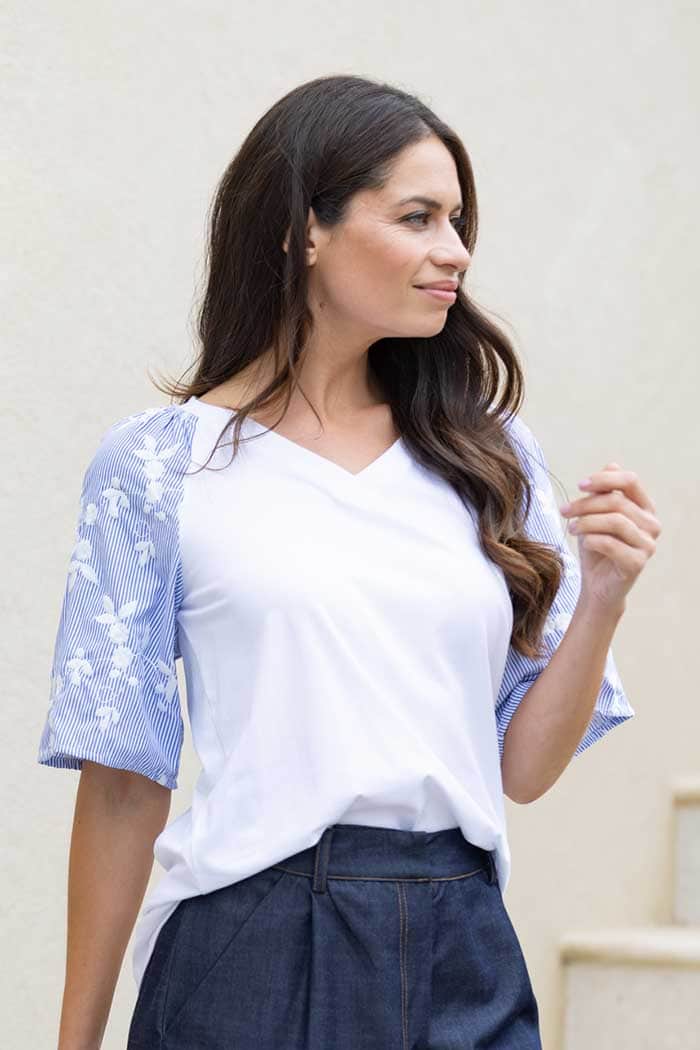 Sarah T-Shirt Embroidered Blue 2