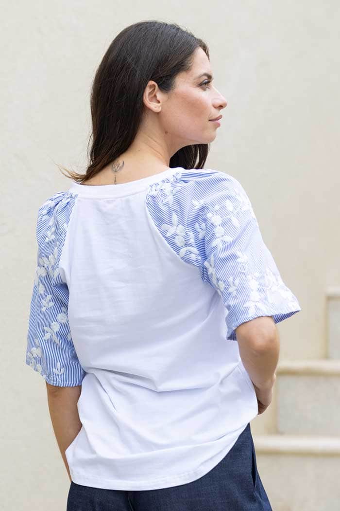 Sarah T-Shirt Embroidered Blue 3