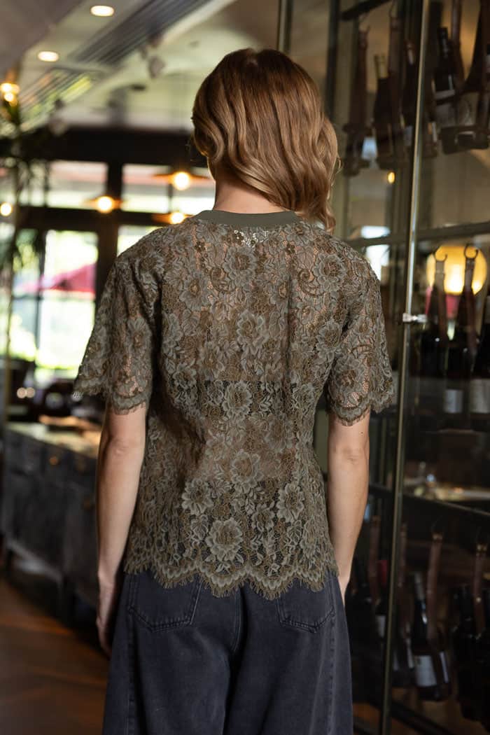 Helen T Shirt Lace Khaki 3