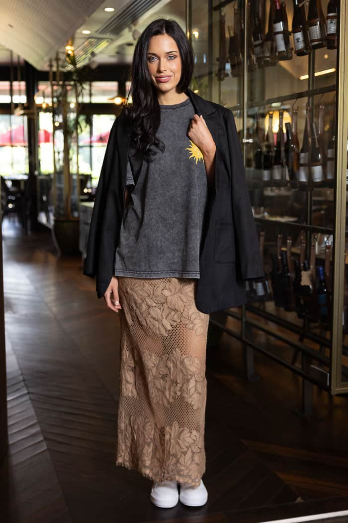 Charlotte Lace Maxi Skirt Caramel 2
