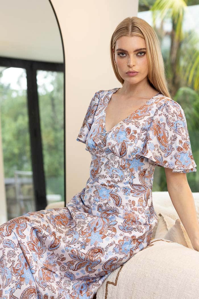 Simone Dress Paisley Blue 4