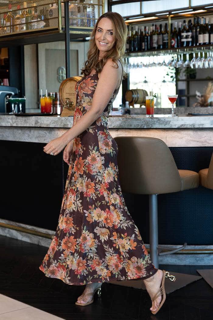 Chloe Maxi Dress Floral Brown 2