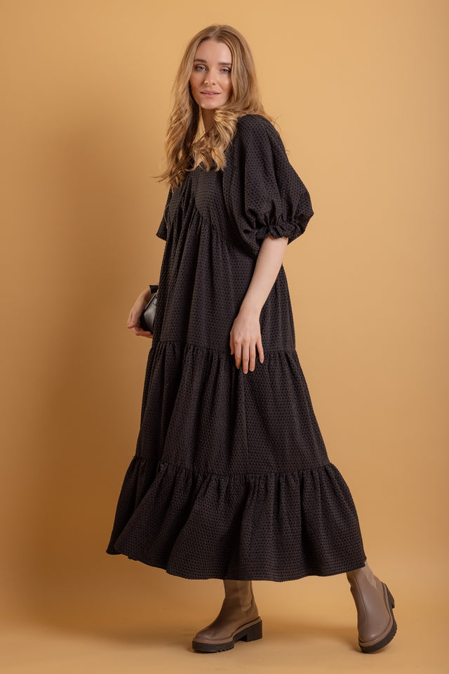 black teired maxi dress
