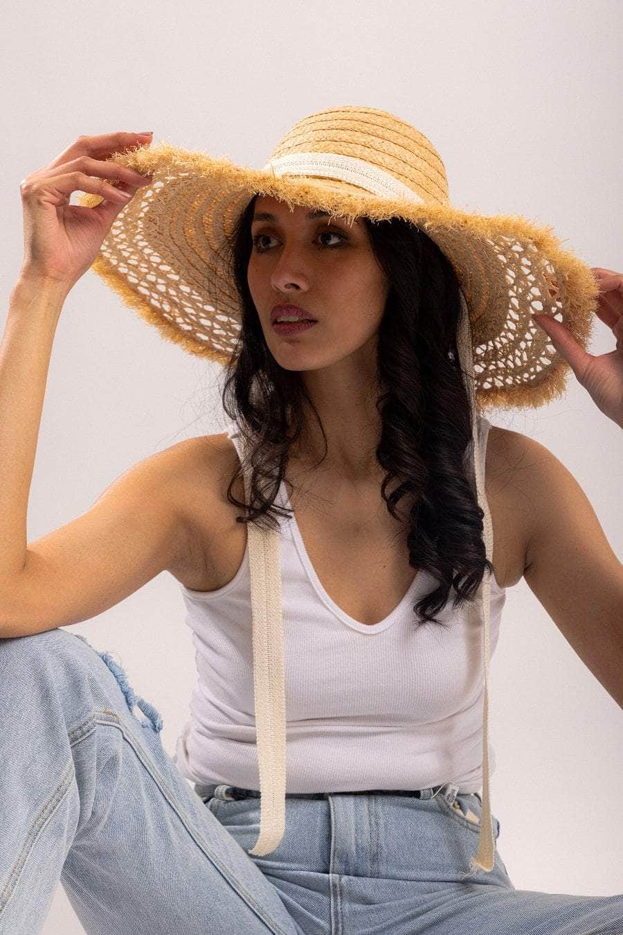 wide brim woven summer hat