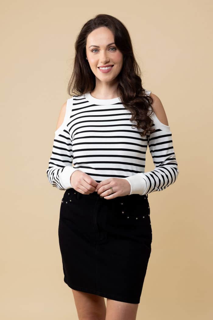 Ada Striped Cold Shoulder Top 2