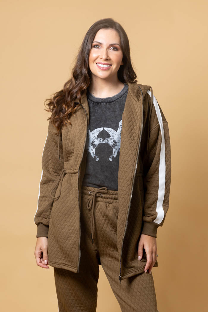 khaki brown quilted jacket