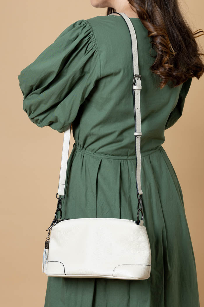 cream leather handbag