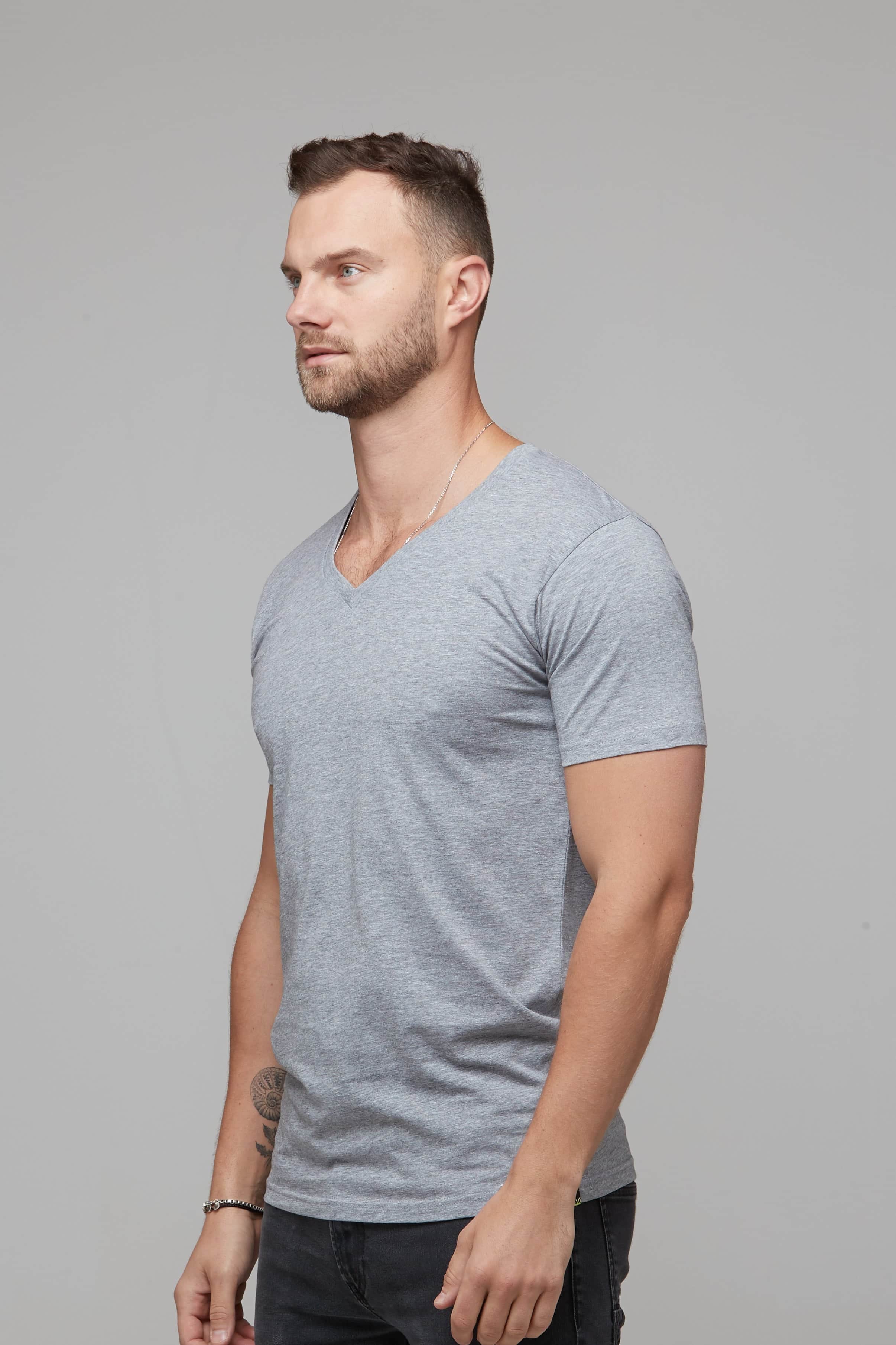 Erik V-Neck Tee Grey Marle 3