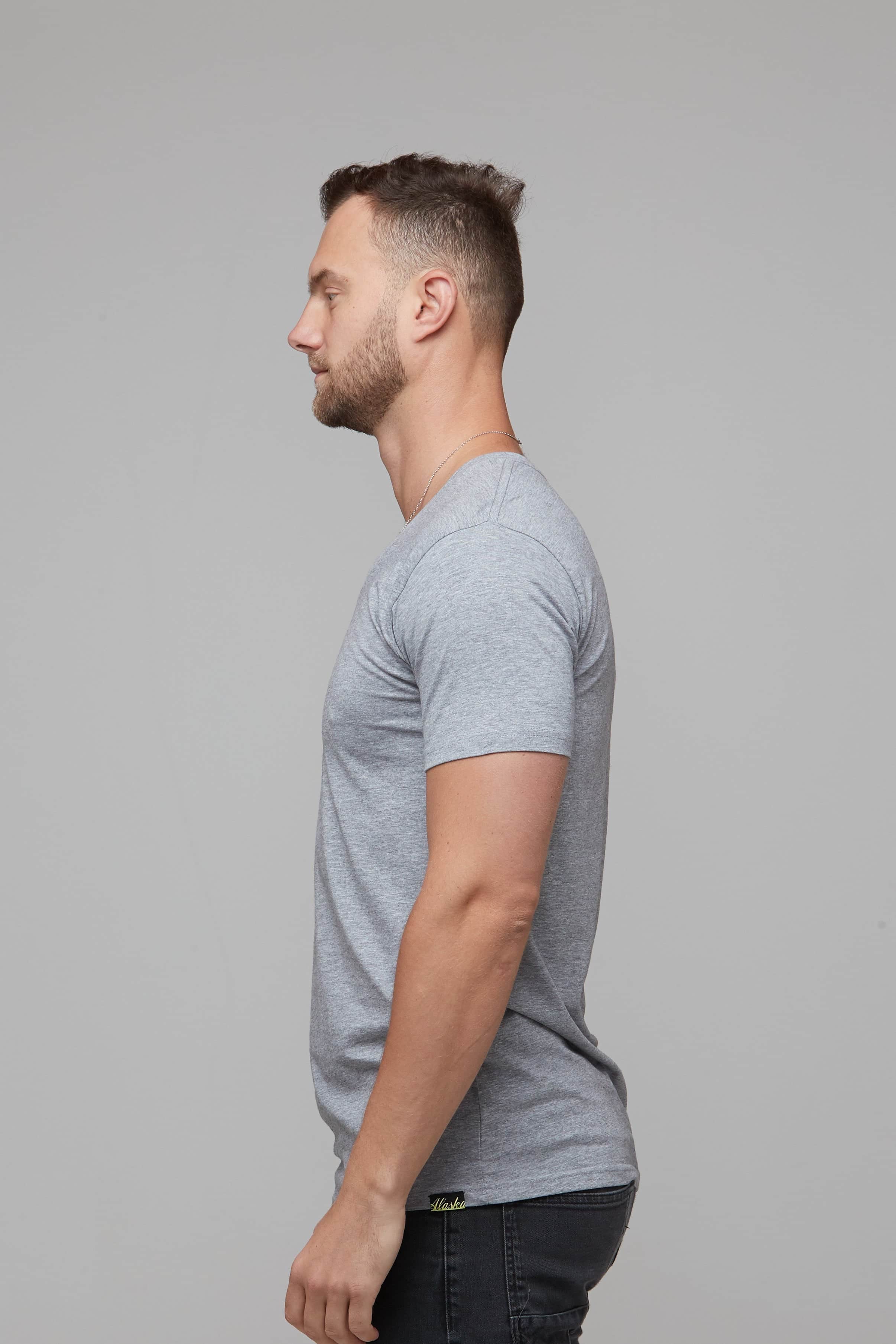 Erik V-Neck Tee Grey Marle 4