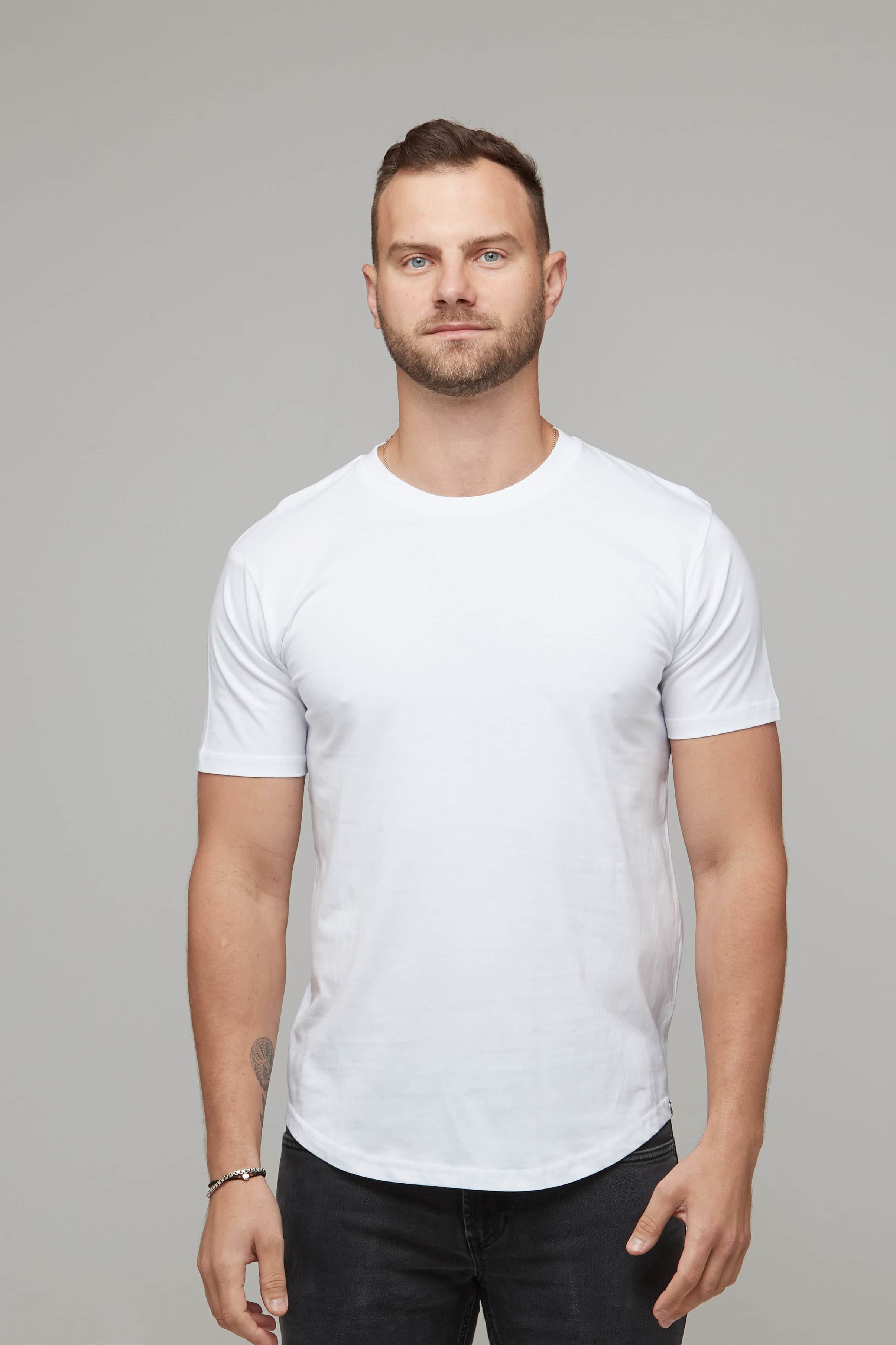 mens white cotton crew tee