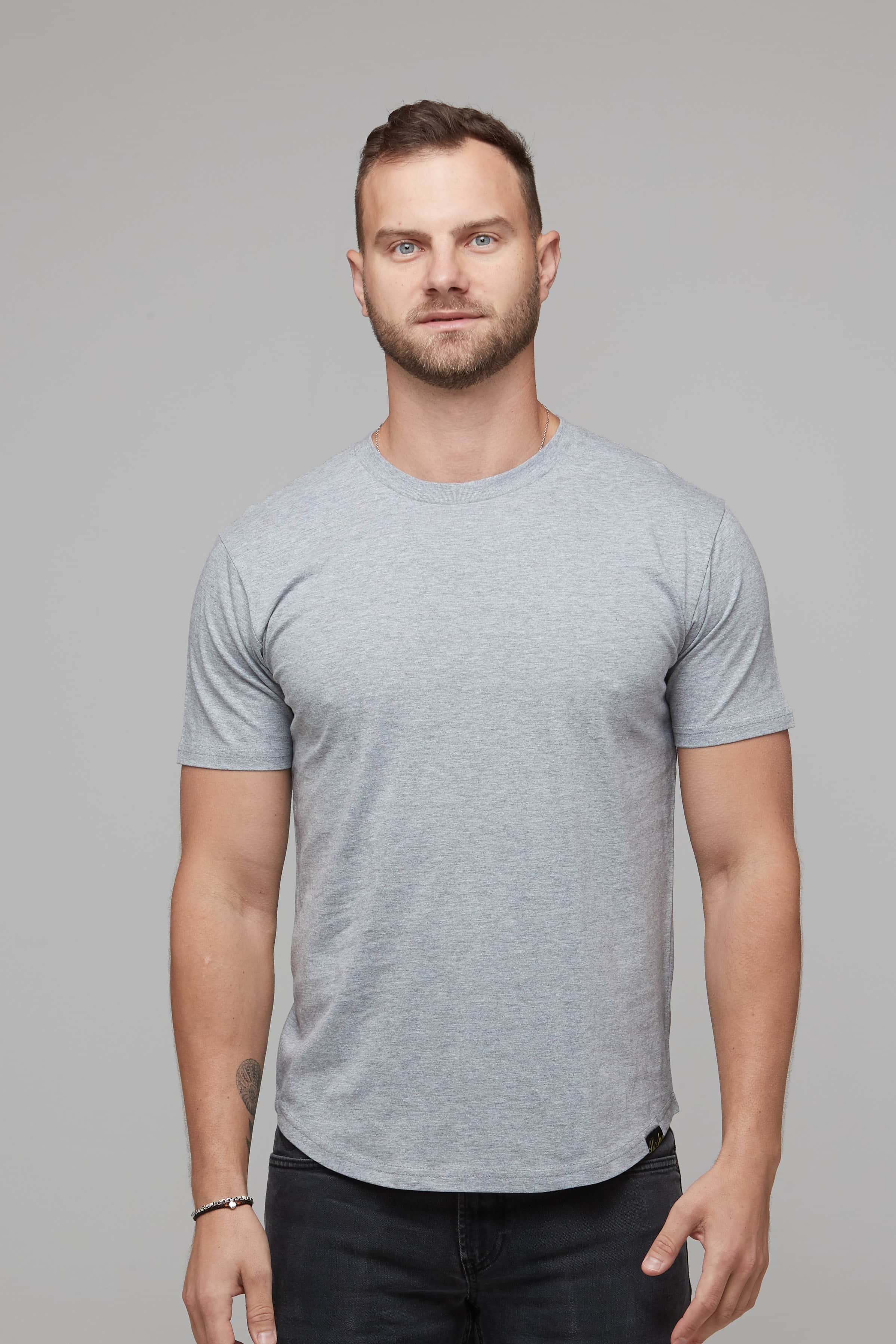 mens grey marle cotton crew tee