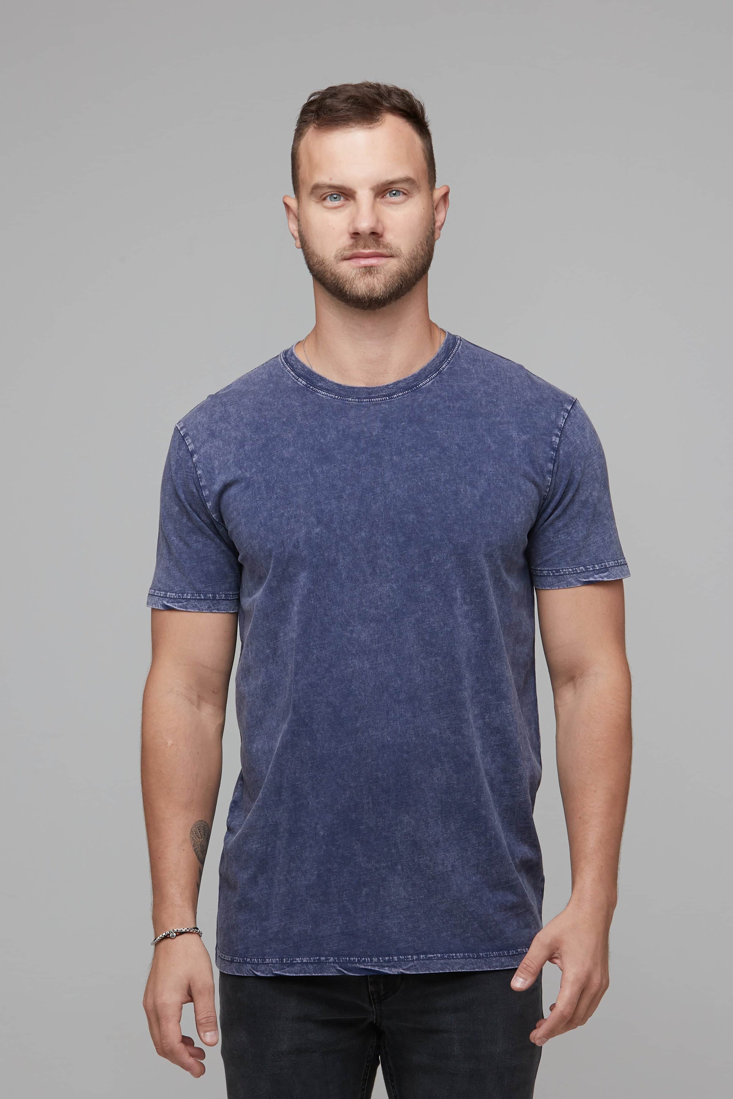 mens acid wash ink blue tee