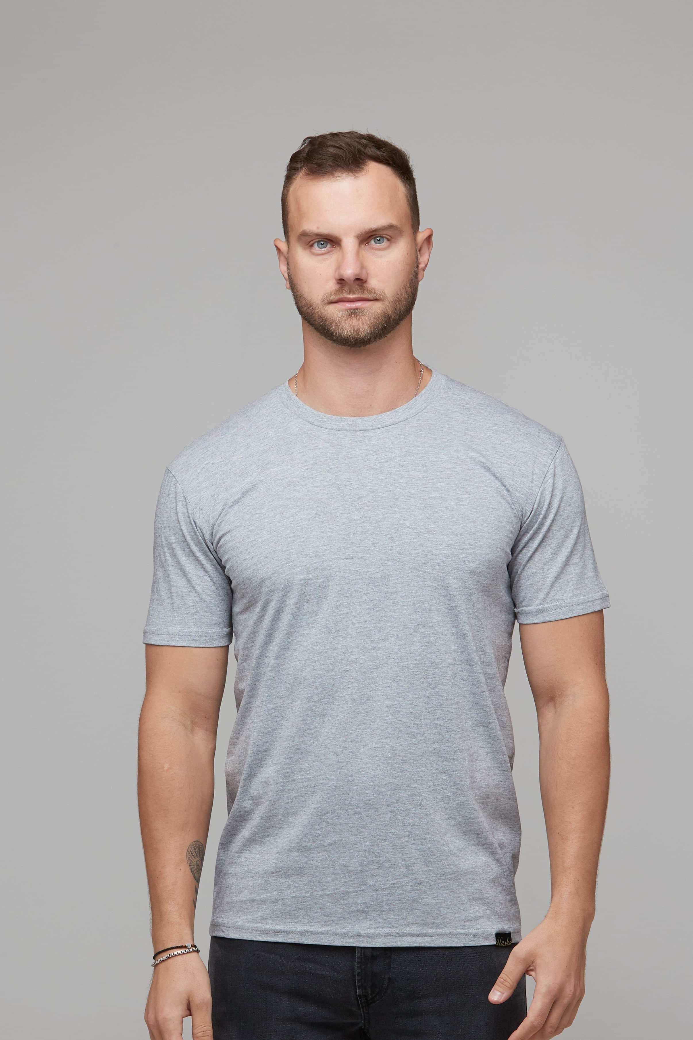 mens standard fit cotton tee grey marle