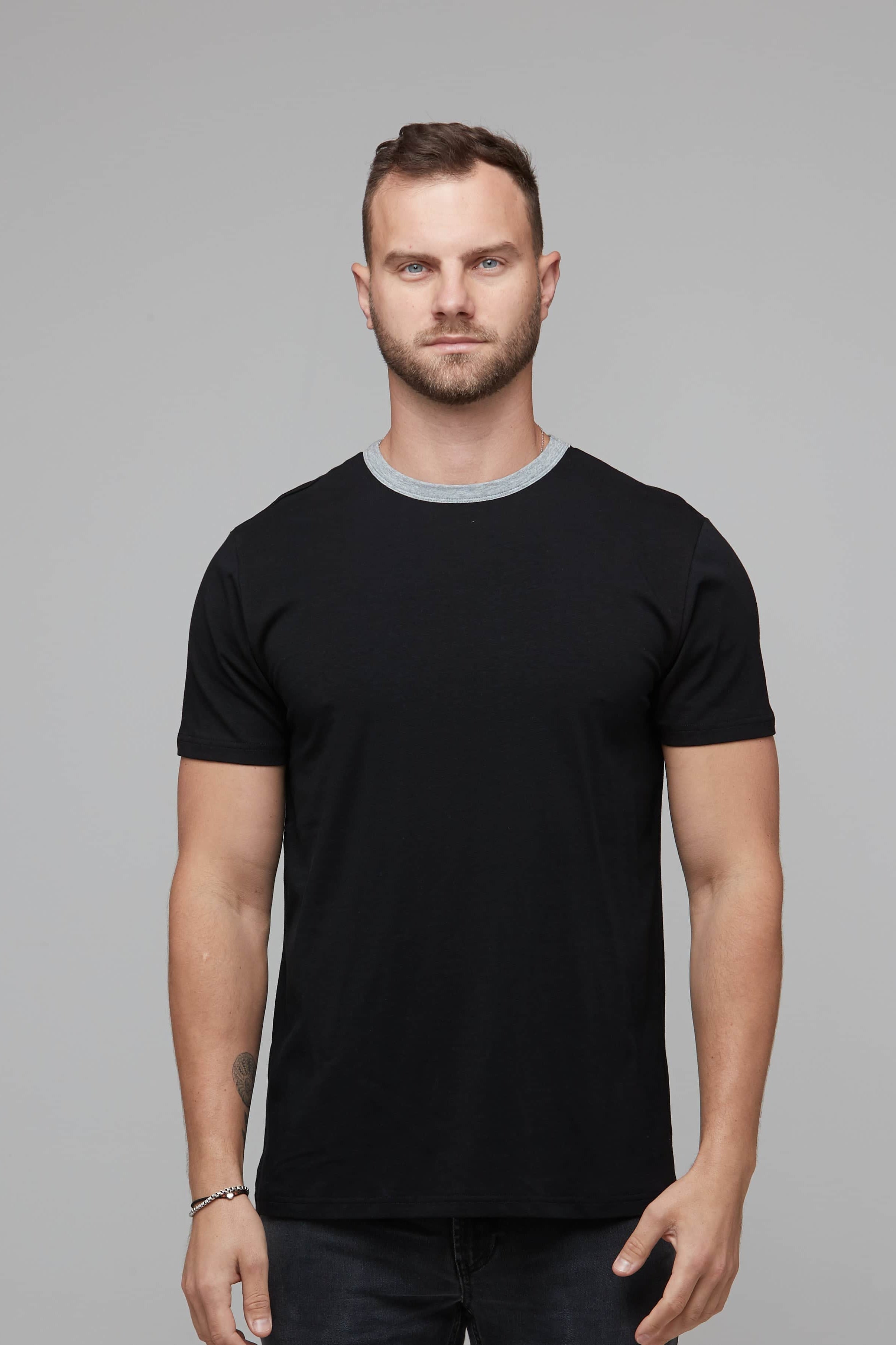 mens black and grey contrast tee