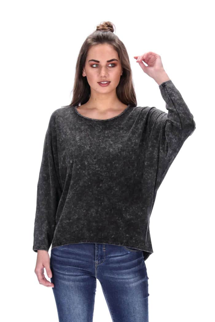 Amber Long Sleeve Top Acid Wash