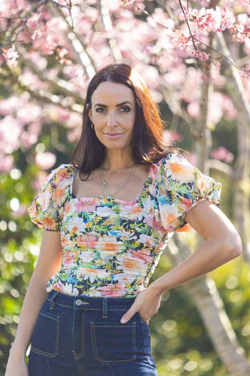 floral puffy sleeve top