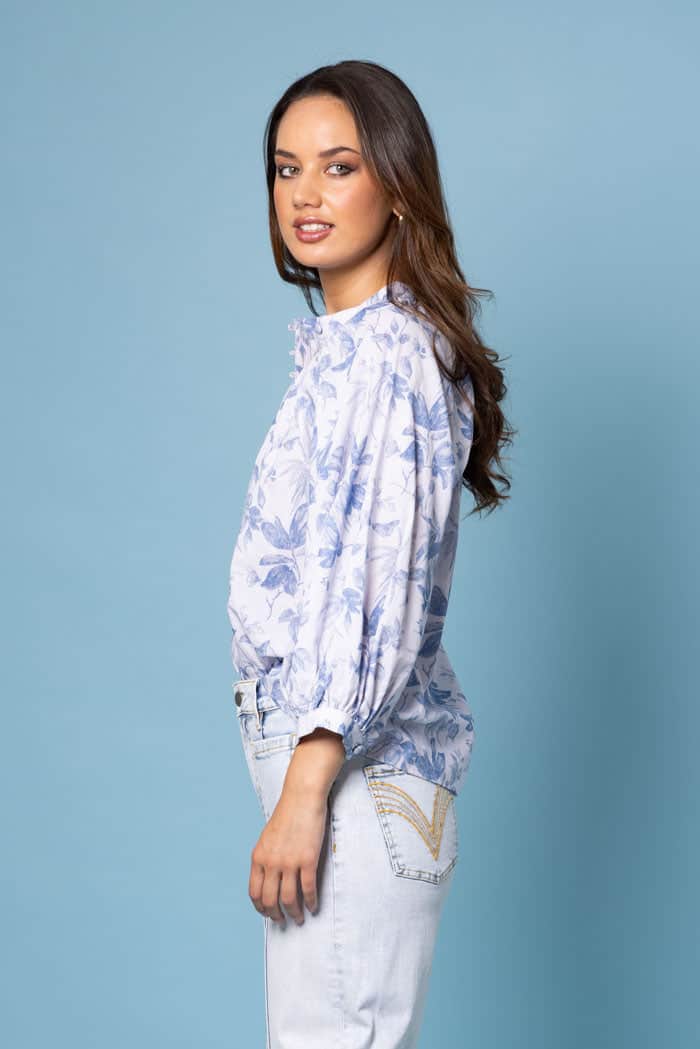 Anastasia Blouse Blue Floral 2