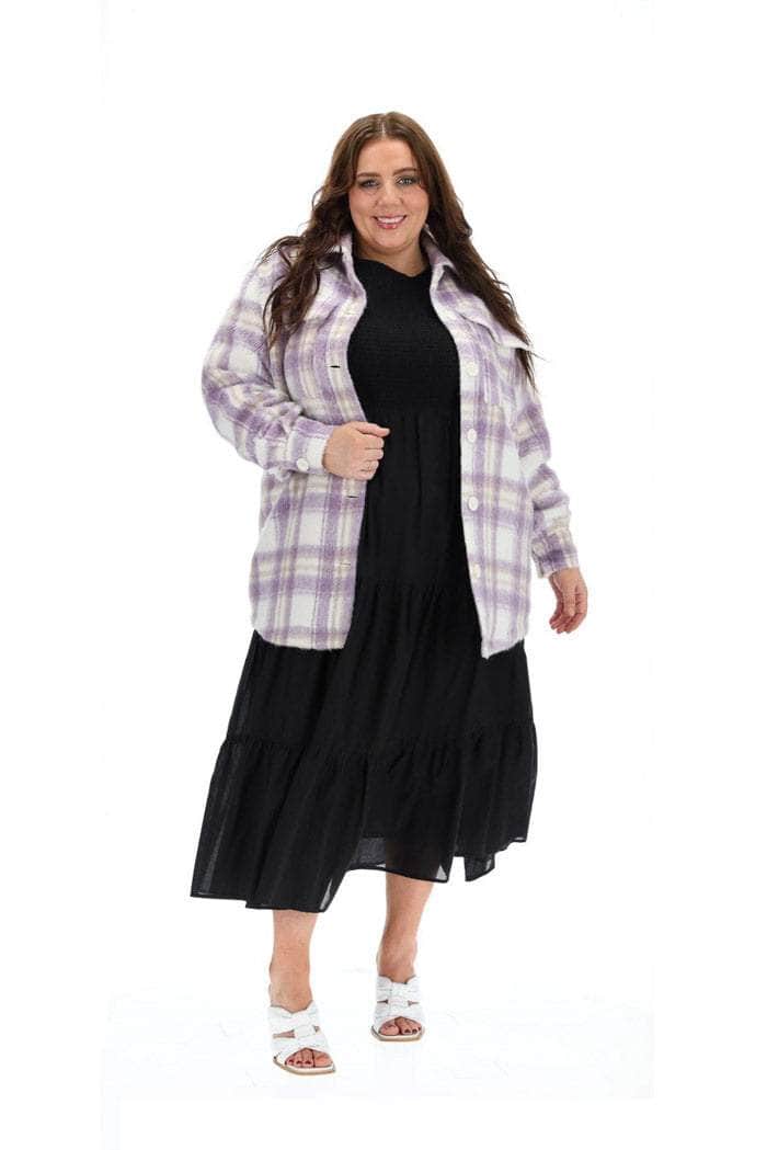 purple tartan shacket plus size