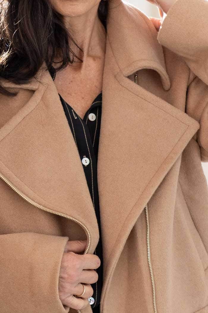 Aquata Wool Biker Jacket Caramel 4