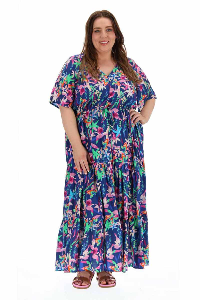 blue floral maxi dress plus size