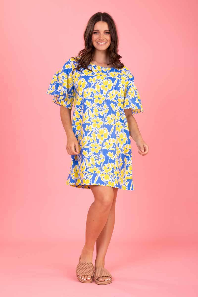 blue yellow floral dress plus size