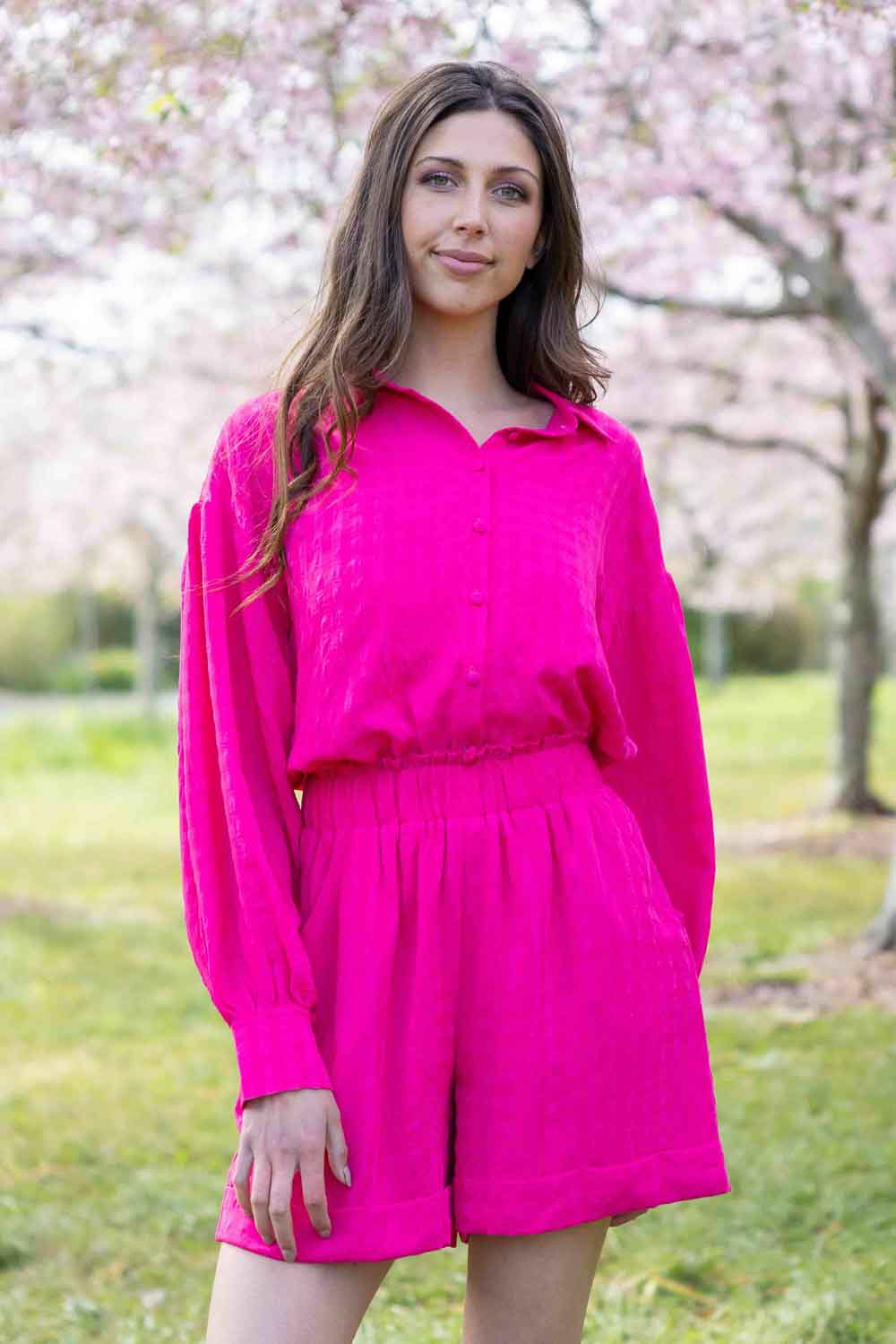 hot pink blouse shirt