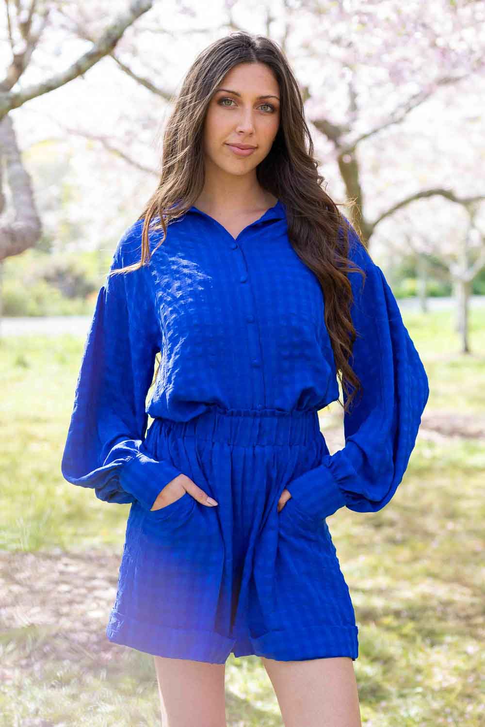 blue gingham shirt blouse