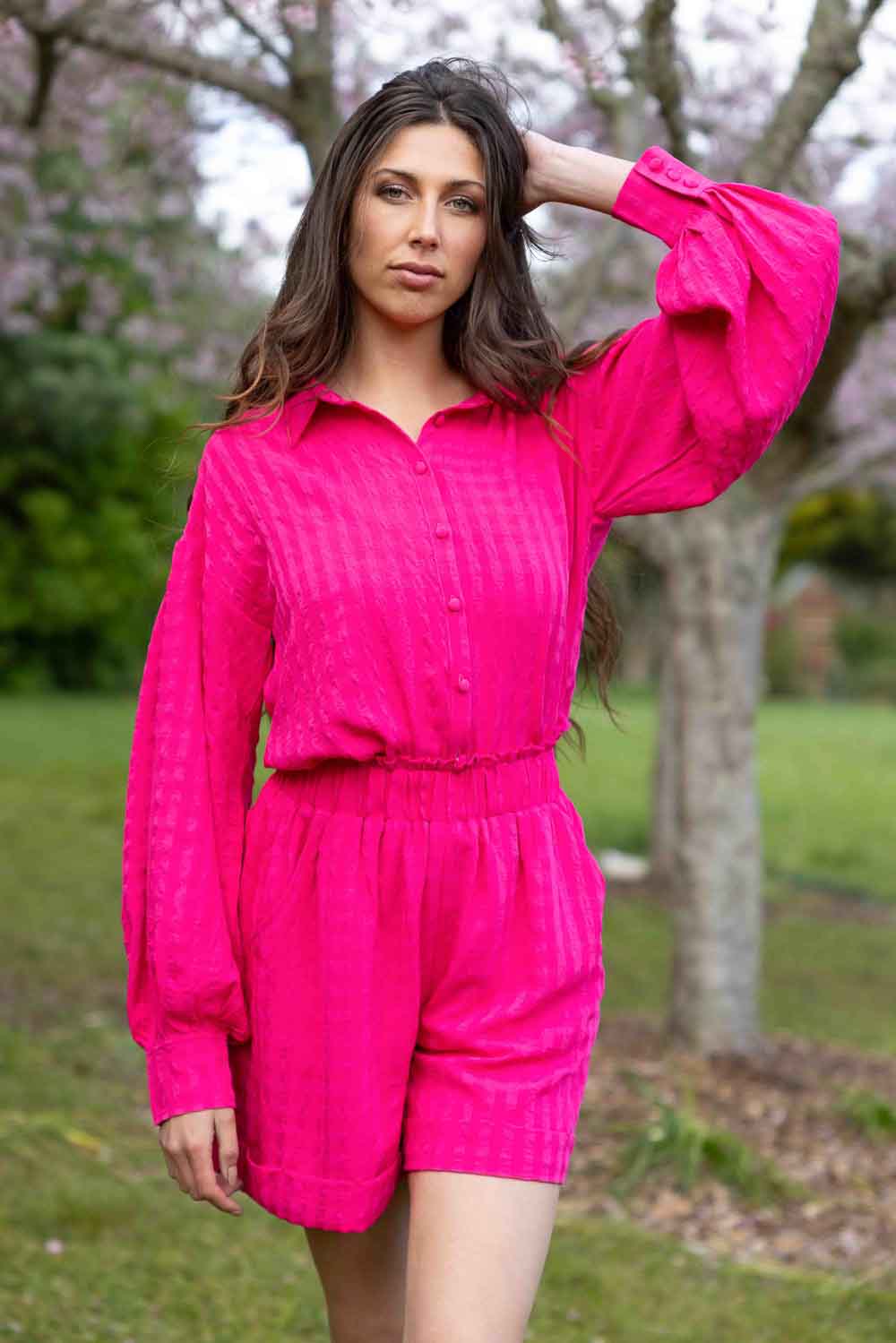 hot pink cuffed shorts