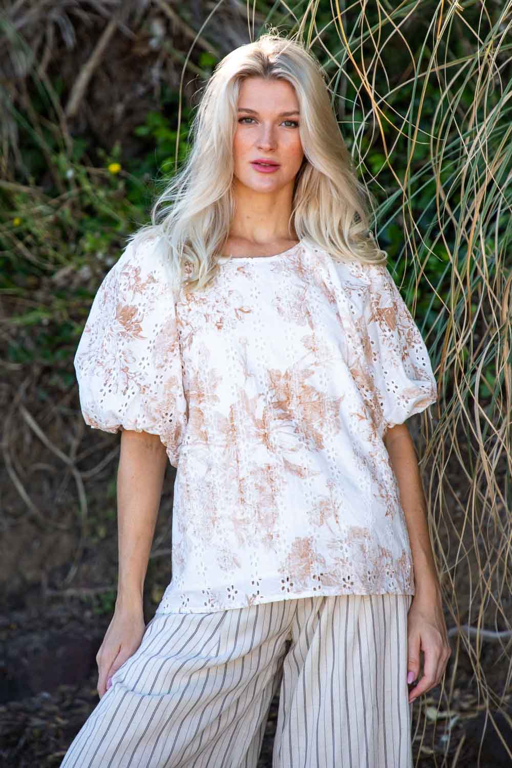 white floral embroidered top