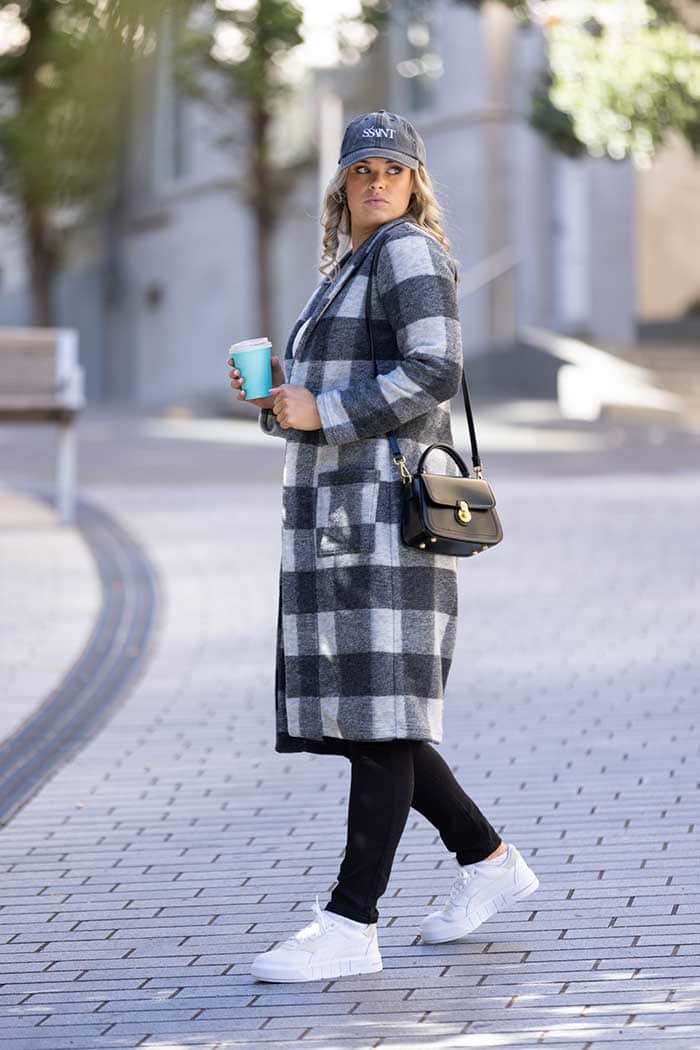 Bree Cardigan Grey Check 2