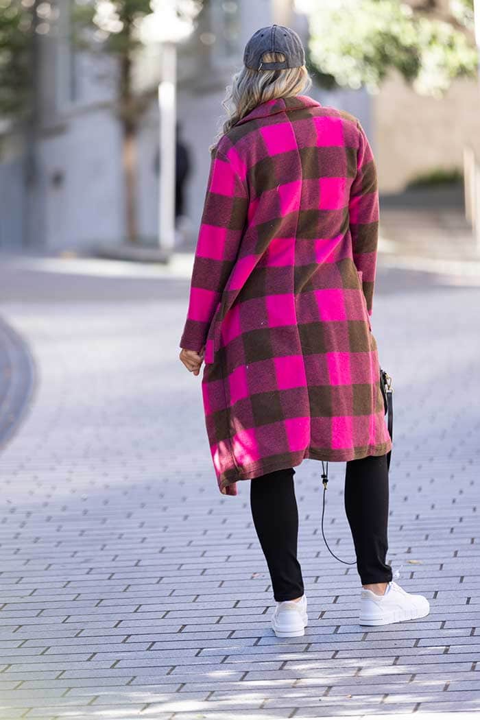 Bree Cardigan Pink Brown Check 3