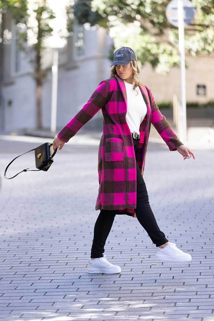 Bree Cardigan Pink Brown Check 2