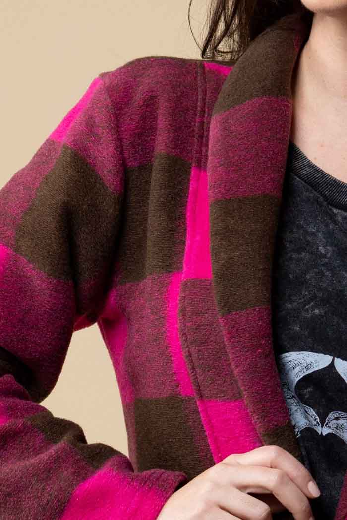 Bree Cardigan Pink Brown Check 4