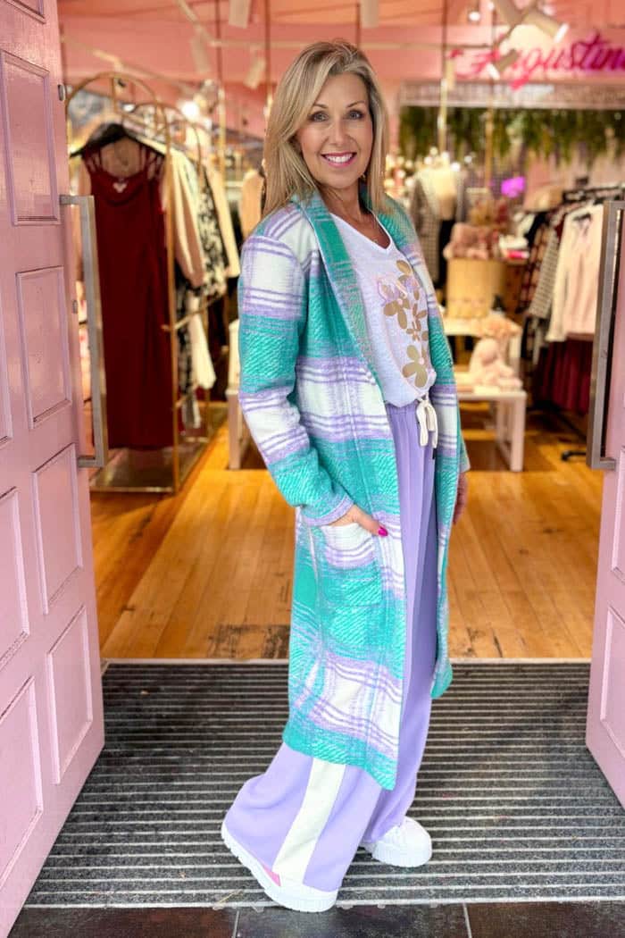 Bree Cardigan Green Lilac Check 5