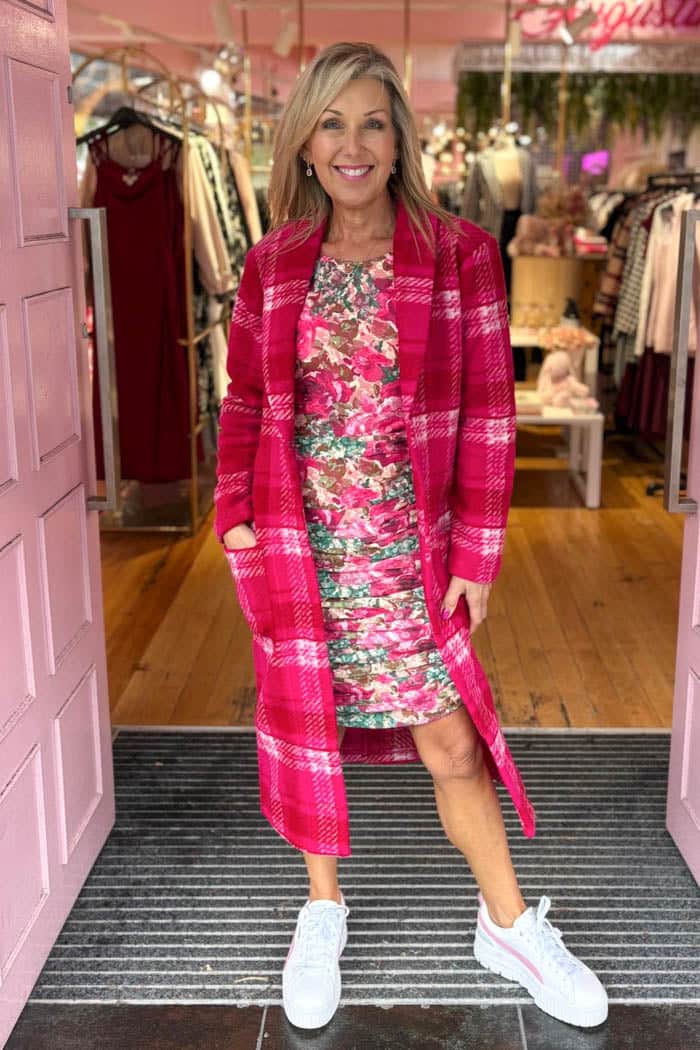 Bree Cardigan Pink Red Check 5
