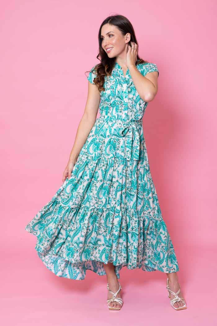 teal floral maxi dress