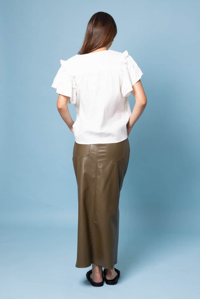 Briar Faux Leather Maxi Skirt Olive 3