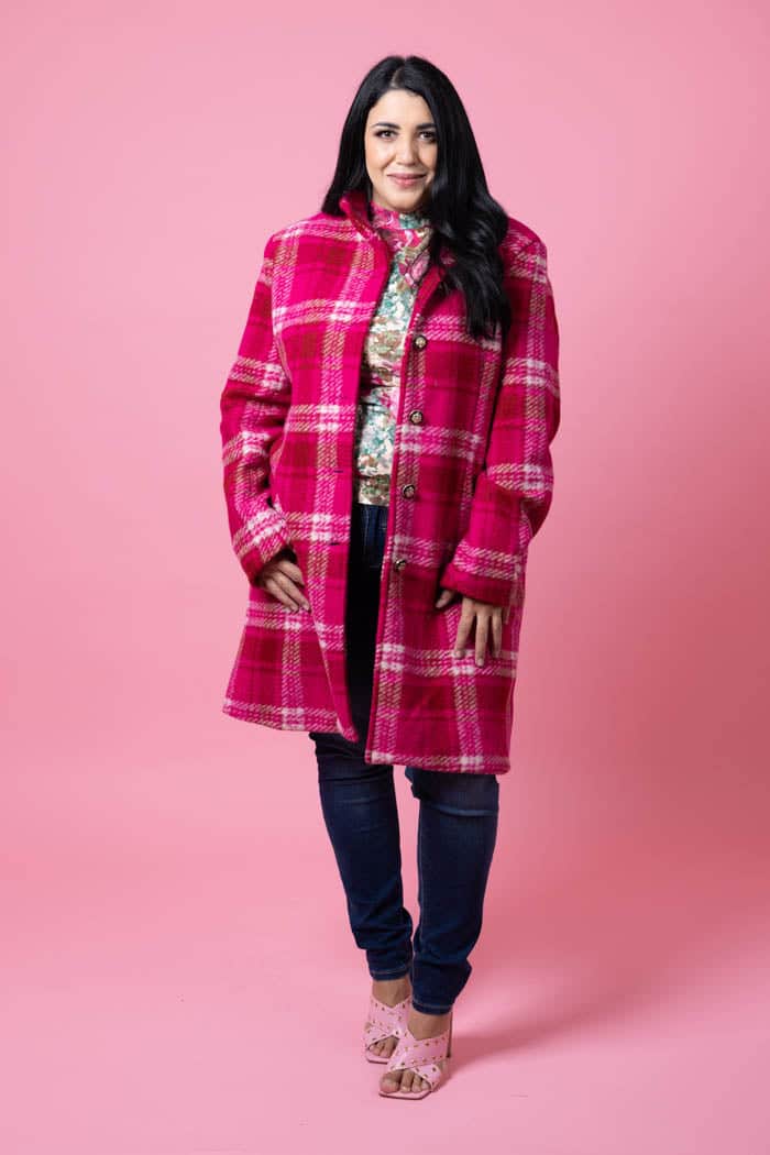 Britta Coat Pink Tartan 2
