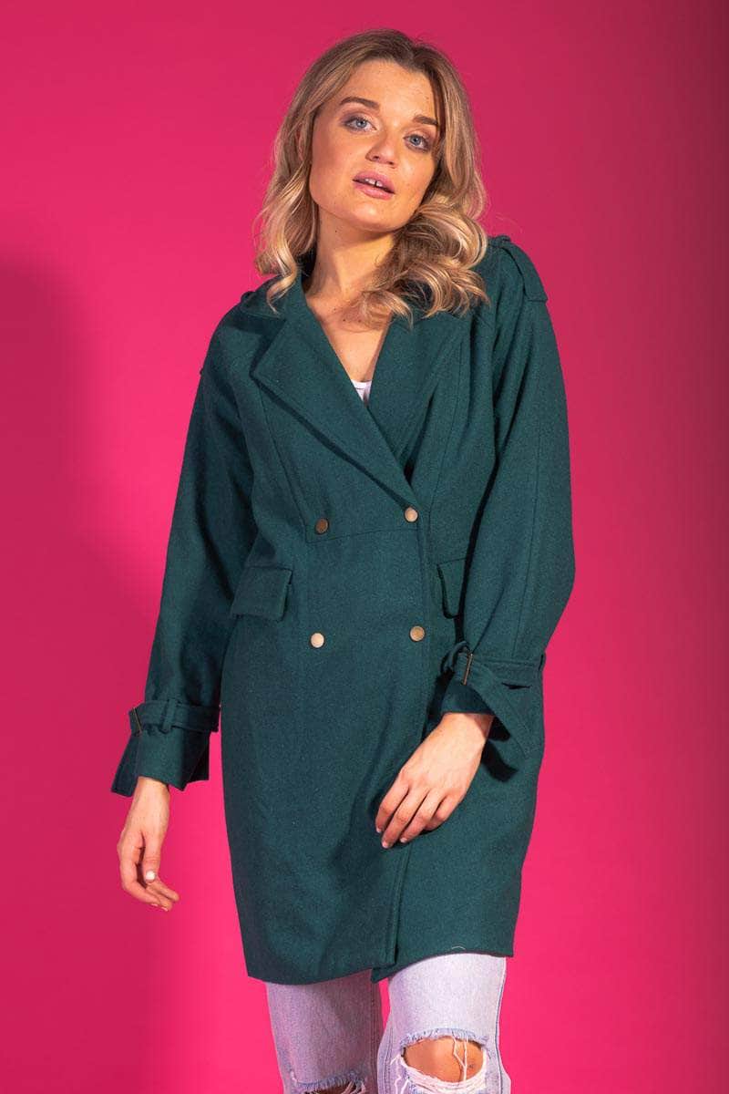 green teal emerald short coat