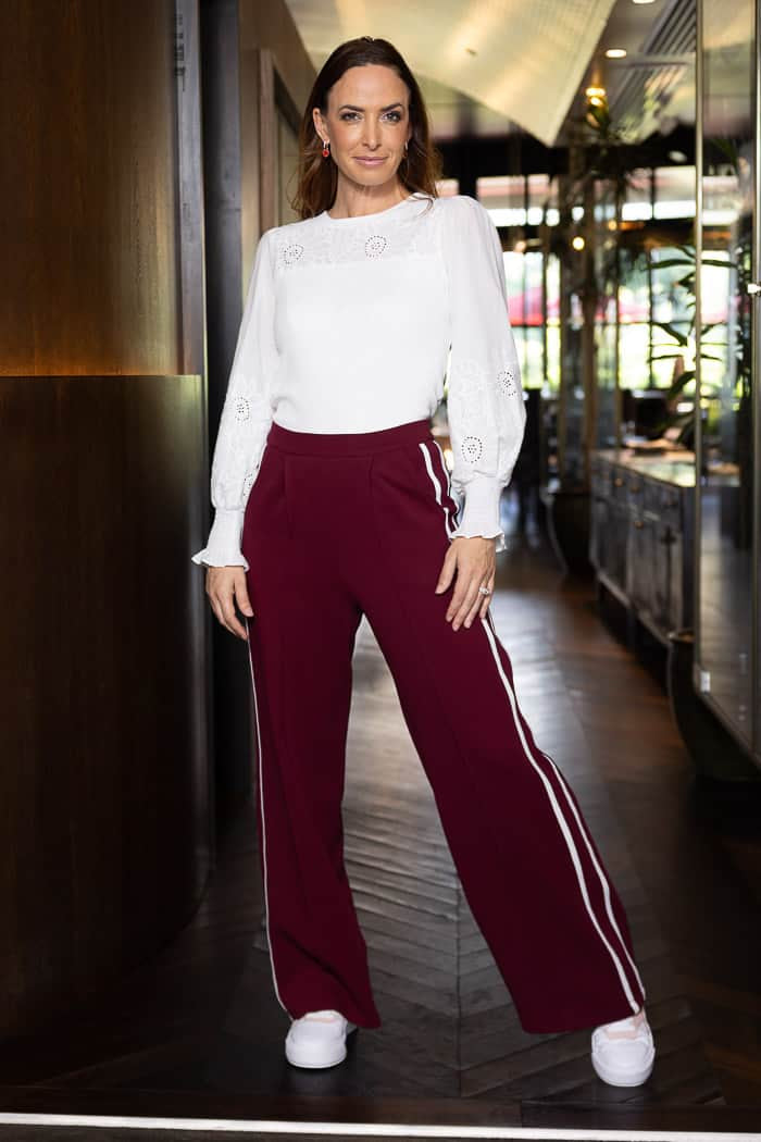 burgundy pants