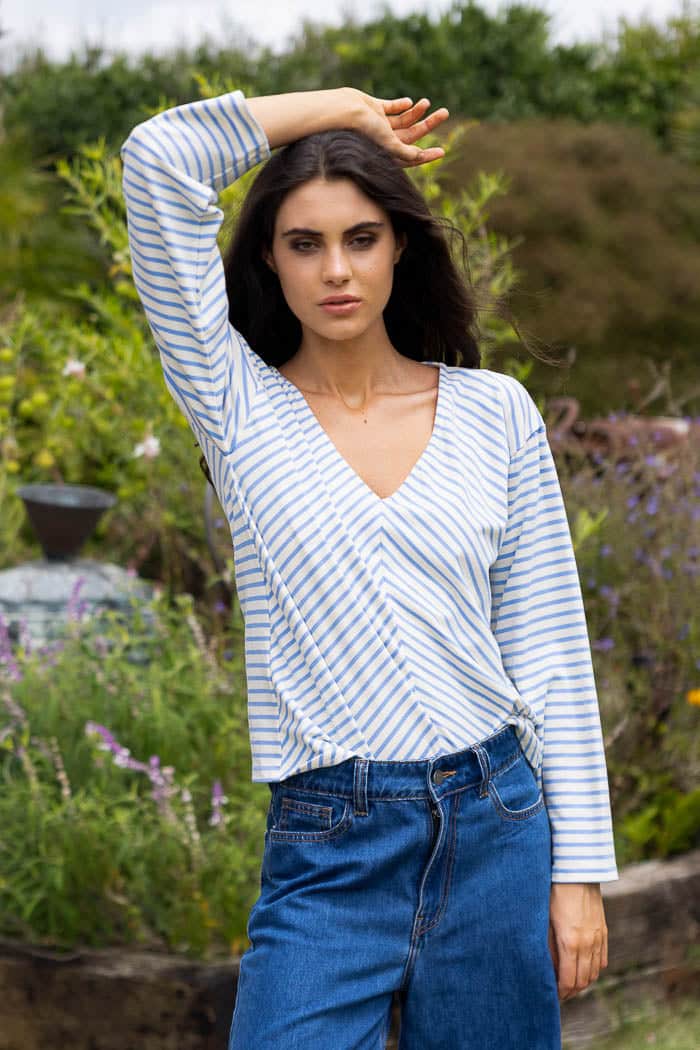 Sabrina Top Stripe Blue Cream 2
