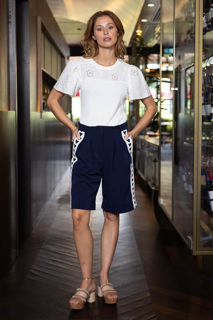 navy hearts shorts