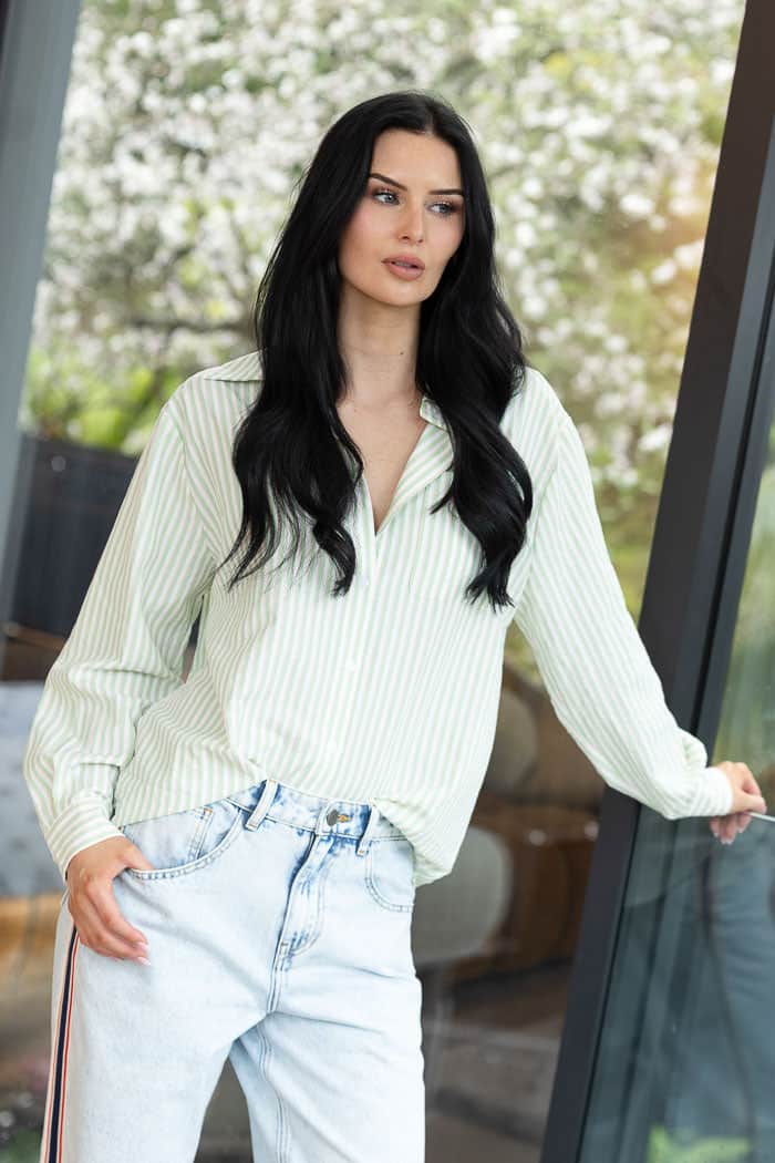 green striped shirt