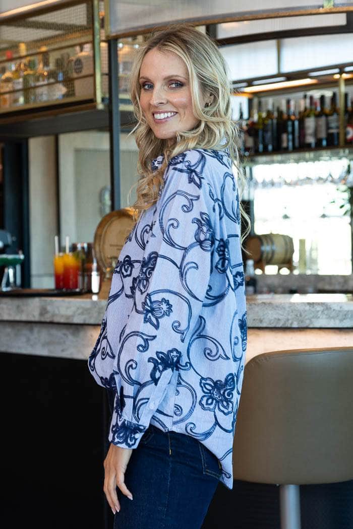 Talia Shirt Embroidered Blue 2