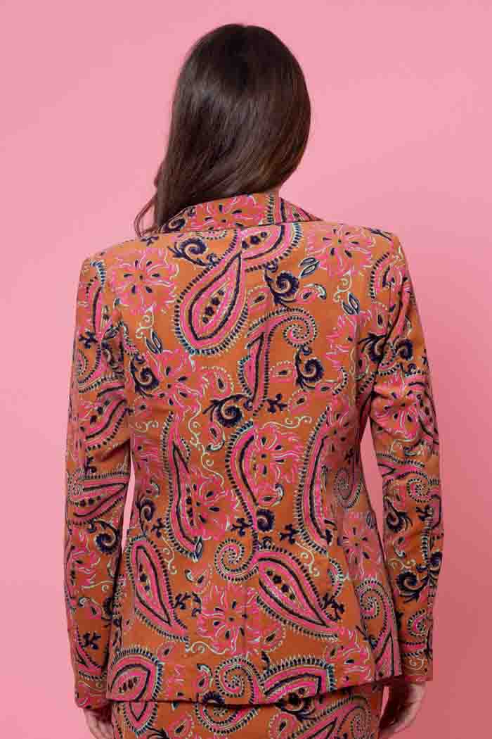 Louie Cord Blazer Caramel Paisley 3
